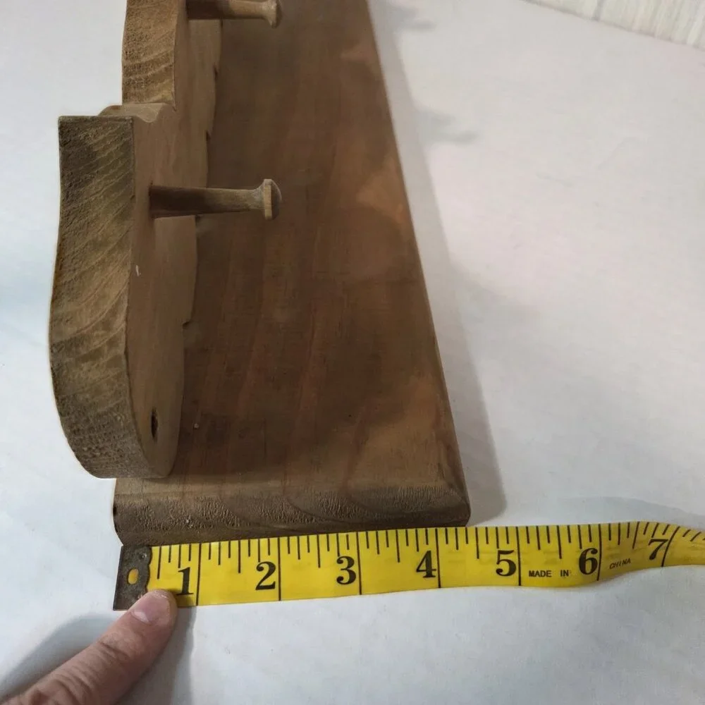 VTG Wooden Wall Hanging Heart Cutout Shelf With 3 Hearts And 3 Pegs Cottagecore